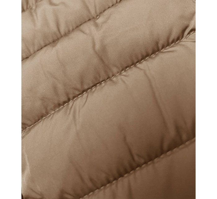 Béžová dámská prošívaná bunda s kapucí (16M9103-84)