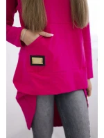 Mikina s dlouhými zády a kapucí fuchsiová