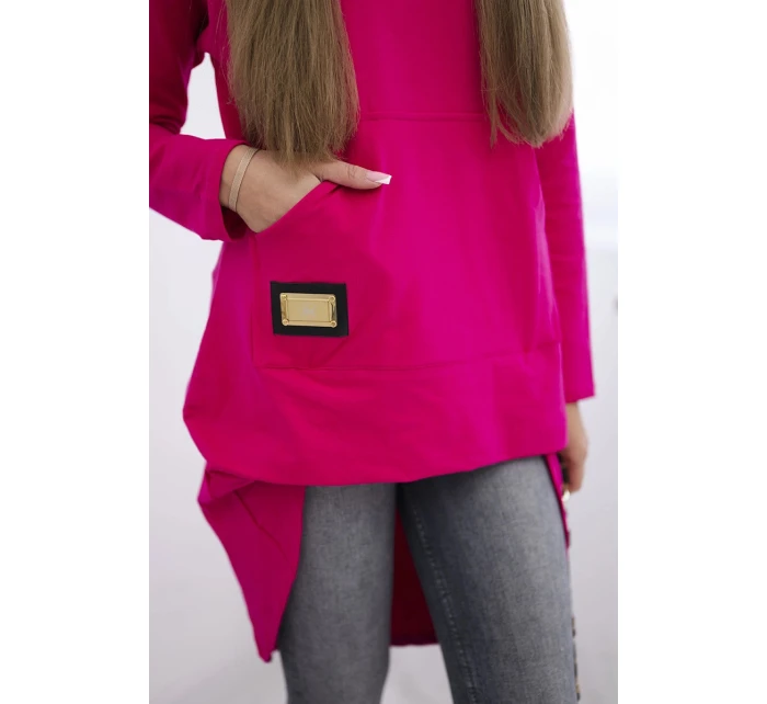 Mikina s dlouhými zády a kapucí fuchsiová