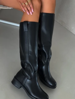 Dámské Černé Otevřené Boty Na Nízkém Podpatku Oteplené Averna