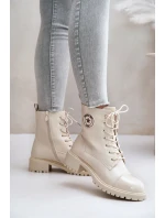 Dámské kotníkové šněrovací boty 089 model 20755012 Ecru Super Me - Inello Dámské kotníkové šněrovací boty 089 model 20755012 Ecru Super Me - Inello