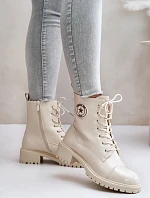 Dámské kotníkové šněrovací boty 089 model 201747 Ecru - Super Me