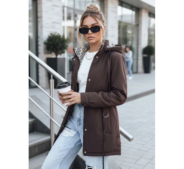 Kurtka parka damska z kapturem brązowa model 22028051 - FashionStreet