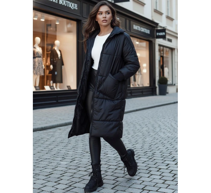 Dámský oversize kabát NADIA prošívaný černý FashionStreet TY4542z