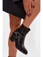 Zateplené dámské kotníkové boty na podpatku s ozdobným černé model 21758914 - Boto Zateplené dámské kotníkové boty na podpatku s ozdobným černé model 21758914 - Boto