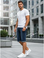 Pánské džínové šortky s elastickým pasem tmavě modré FashionStreet SX2613 Pánské džínové šortky s elastickým pasem tmavě modré FashionStreet SX2613