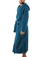 pánský župan Athena s kapucí Petrolejová