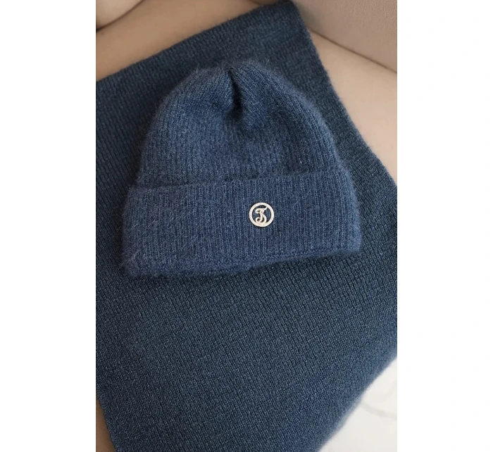 Dámská souprava s čepicí a nákrčníkem z měkké džínové pleteniny jeansový