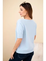 Dámský svetr z viskózy s krátkým rukávem modré
