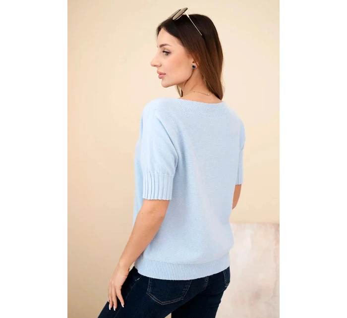 Dámský svetr z viskózy s krátkým rukávem modré