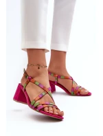 Sametové sandály na nízkém podpatku model 21660062 - Maciejka