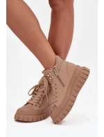 Dámské zateplené kozačky trapery na platformě Camel model 21747749 - Boto Dámské zateplené kozačky trapery na platformě Camel model 21747749 - Boto