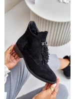 Zateplené Nízké Kotníkové Boty s Ozdobou na Zip S.Barski Černé Zateplené Nízké Kotníkové Boty s Ozdobou na Zip S.Barski Černé