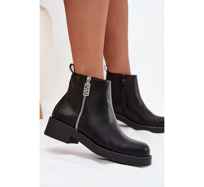 Dámské nízké kotníkové boty Vionna se zirkony – černé Dámské nízké kotníkové boty Vionna se zirkony – černé