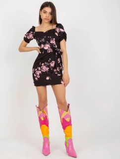 Dámské šaty LK SK 508641.29 Černá s růžovou vzor - FPrice