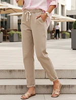 Dámské tepláky s vysokým pasem béžové FashionStreet UY2964