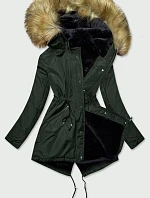 Dámská zimní bunda parka tmavě zelená (b2628)