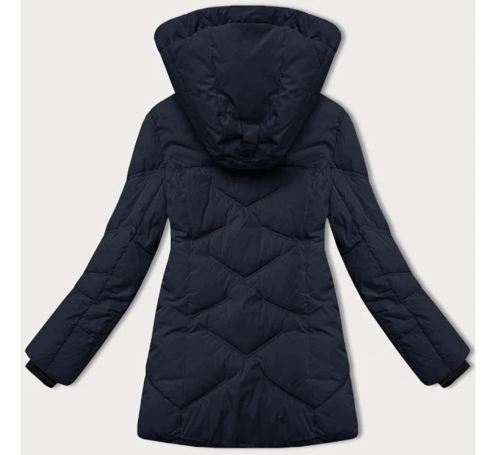 Tmavě modrá dámská zimní bunda s odepínací kapucí LHD (LHD-24577)