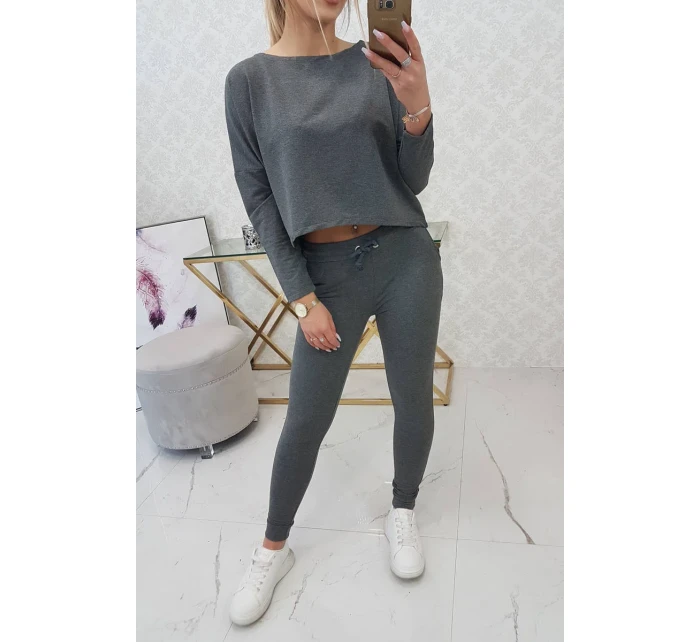 Souprava s oversize halenkou v grafitové barvě