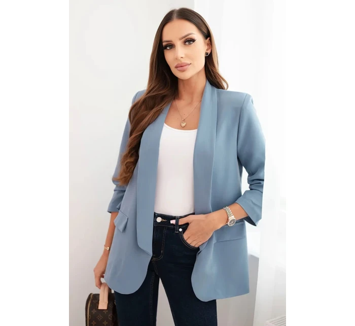 Dámská sako bez zapínání s podšívkou S/M džínová