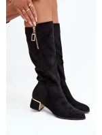 Dámské kozačky na podpatku s eko zamsy černé Lyvienne Dámské kozačky na podpatku s eko zamsy černé Lyvienne