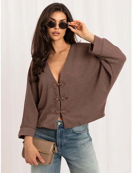 Sweter MI SW model 22340797 ciemny bezowy - FPrice Sweter MI SW model 22340797 ciemny bezowy - FPrice