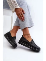 Kožené Dámské Boty Na Platformě S.Barski černá Kožené Dámské Boty Na Platformě S.Barski černá