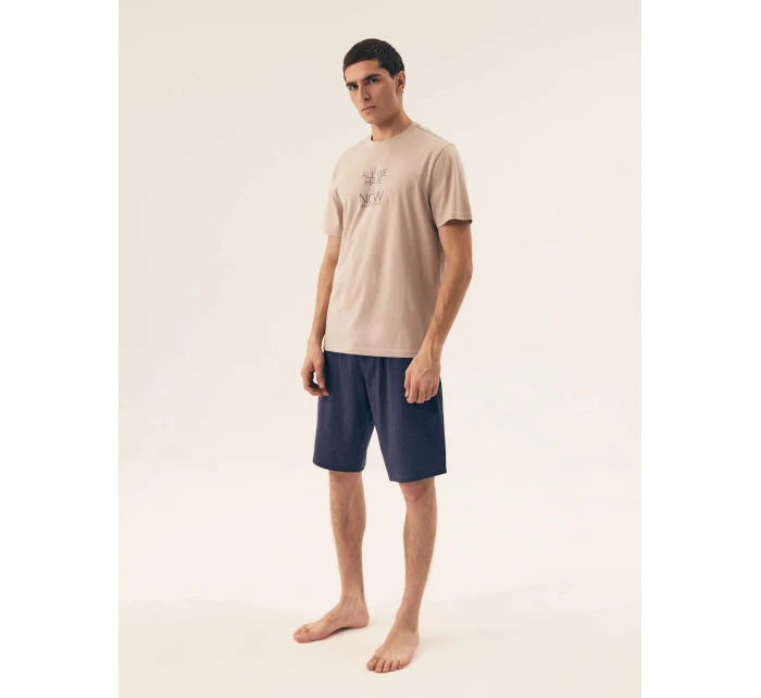 Pánské pyžamo  Béžová / tmavě modrá  model 21865046 - Henderson
