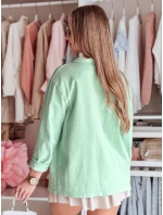 Dámská košilová bunda oversize OVERBOR mint FashionStreet TY4891 Dámská košilová bunda oversize OVERBOR mint FashionStreet TY4891