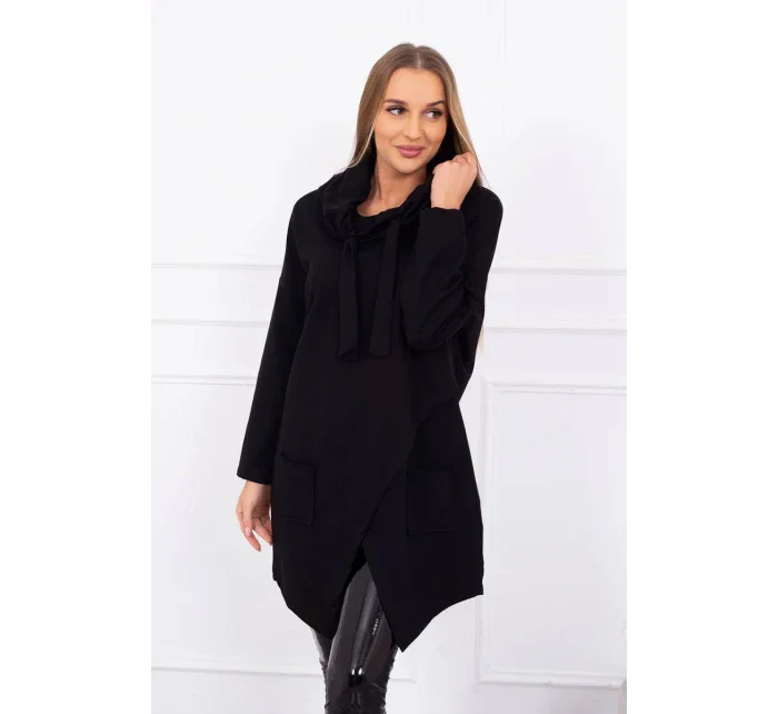 Oversize tunika s obálkou vpředu černá