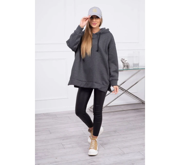 Zateplená mikina se zipem na boku grafitová