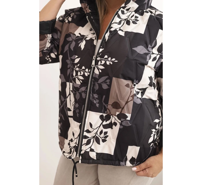 Dámská bunda Plus Size s kapucí a prodlouženým zadním dílem černá