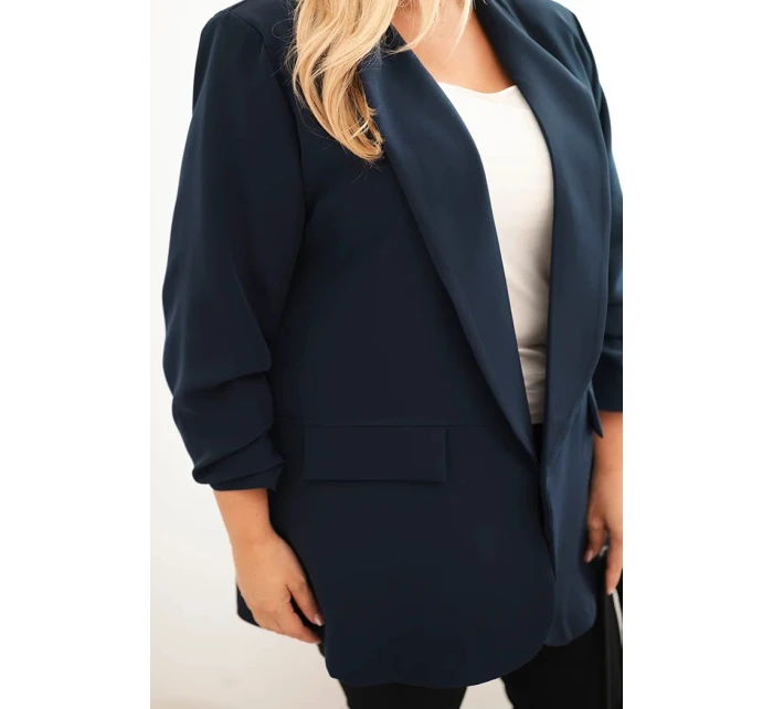 Dámská elegantní plus size blazer modrá