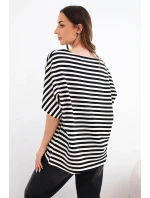 Dámská bavlněná pruhovaná halenka s krátkým rukávem námořnická Dámská bavlněná pruhovaná halenka s krátkým rukávem námořnická