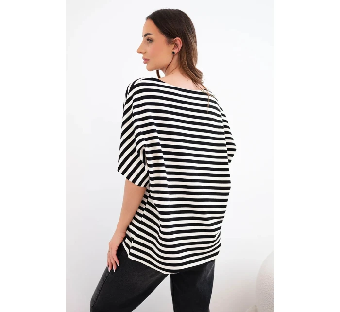 Dámská bavlněná pruhovaná halenka s krátkým rukávem námořnická Dámská bavlněná pruhovaná halenka s krátkým rukávem námořnická