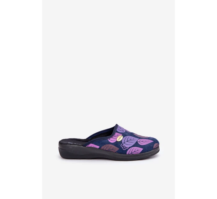 Pohodlné dámské pantofle s listy Inblu CU00005F tmavě modré