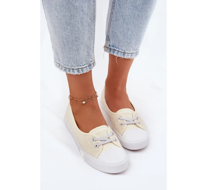 Dámské tenisky s výšivkou model 21693757 béžové - Lee Cooper Dámské tenisky s výšivkou model 21693757 béžové - Lee Cooper