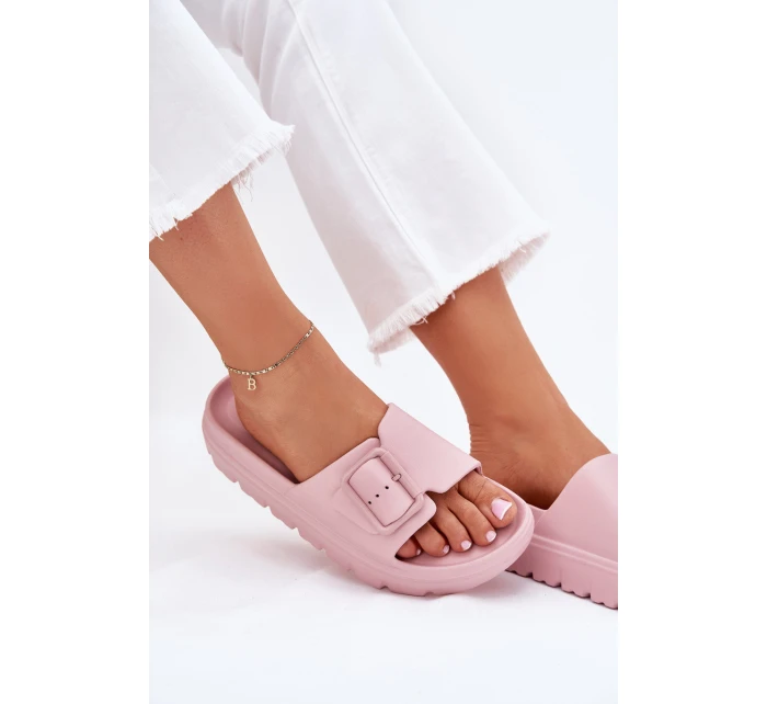 Dámské Pěnové Sandały Na Platformě S Přezkou Růžové Viasara Dámské Pěnové Sandały Na Platformě S Přezkou Růžové Viasara