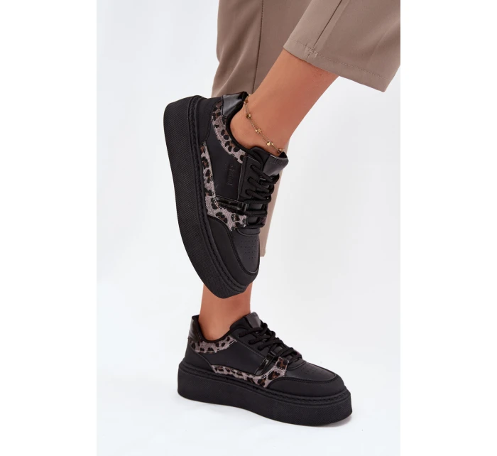 Dámské tenisky na platformě Big Star model 21706532 leopardí černé - Big Star Shoes