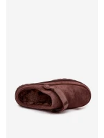 Dámské teplé pantofle s kožešinou na platformě čokoládové model 21715168 - Boto