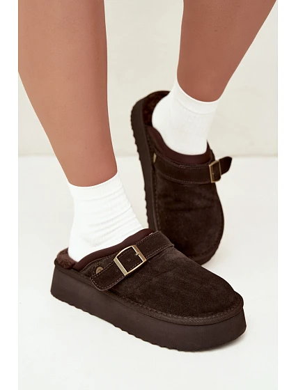 Kožené semišové sněhule na platformě s přezkou Big Star model 22539739 Hnědé - Big Star Shoes Kožené semišové sněhule na platformě s přezkou Big Star model 22539739 Hnědé - Big Star Shoes