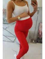 Dámské bavlněné těhotenské kalhoty 19975 červené - Kesi Dámské bavlněné těhotenské kalhoty 19975 červené - Kesi