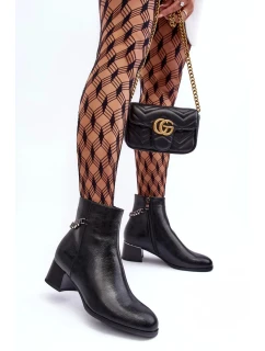 Dámské kotníkové boty s nízkým podpatkem JC101P Černá - Seastar