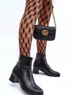 Dámské kotníkové boty s nízkým podpatkem JC101P Černá - Seastar