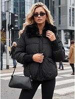 Dámská zimní prošívaná bunda s kožešinou, černá, FashionStreet TY5815 Dámská zimní prošívaná bunda s kožešinou, černá, FashionStreet TY5815
