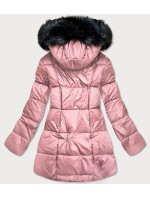 Asymetrická růžová dámská zimní bunda (8953-R)