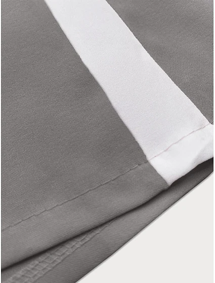 Volné šedé dámské kalhoty s lampasy model 20185233 - MADE IN ITALY Volné šedé dámské kalhoty s lampasy model 20185233 - MADE IN ITALY