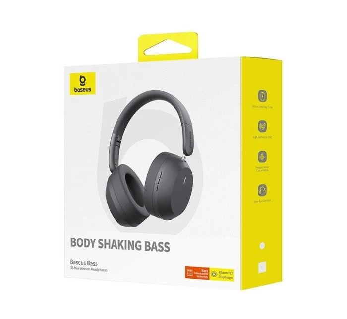 Bezdrátová sluchátka Baseus Bass 35 Max (šedá)