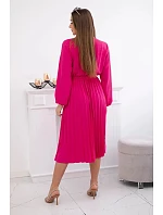 Šaty se svázaným plisovaným lemem fuchsie Šaty se svázaným plisovaným lemem fuchsie