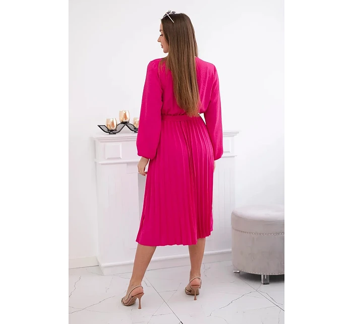 Šaty se svázaným plisovaným lemem fuchsie Šaty se svázaným plisovaným lemem fuchsie